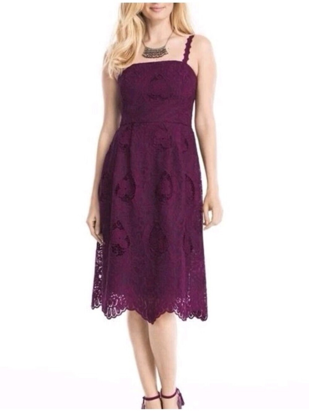 White House White Market Purple Midi Dress Size 8